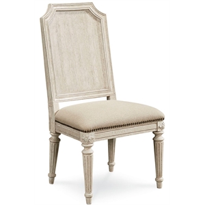 a.r.t. furniture arch salvage elm wood & upholstered side chair in creamy white