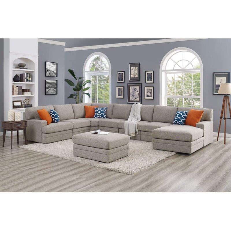 Yl Grand Episkopi 6 Seat 167 Left Facing Sectional Sofa With Ottoman In Gray C6050 4 L C 4a Ch O