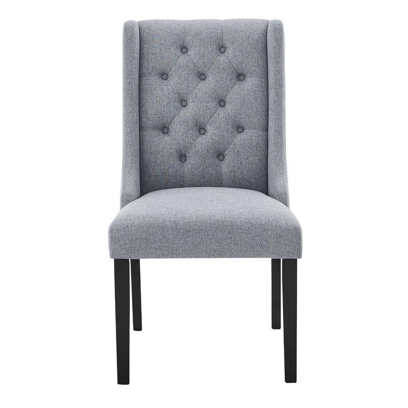 YL Grand Karola Tufted Linen Upholstered Parsons Chair in Light Gray