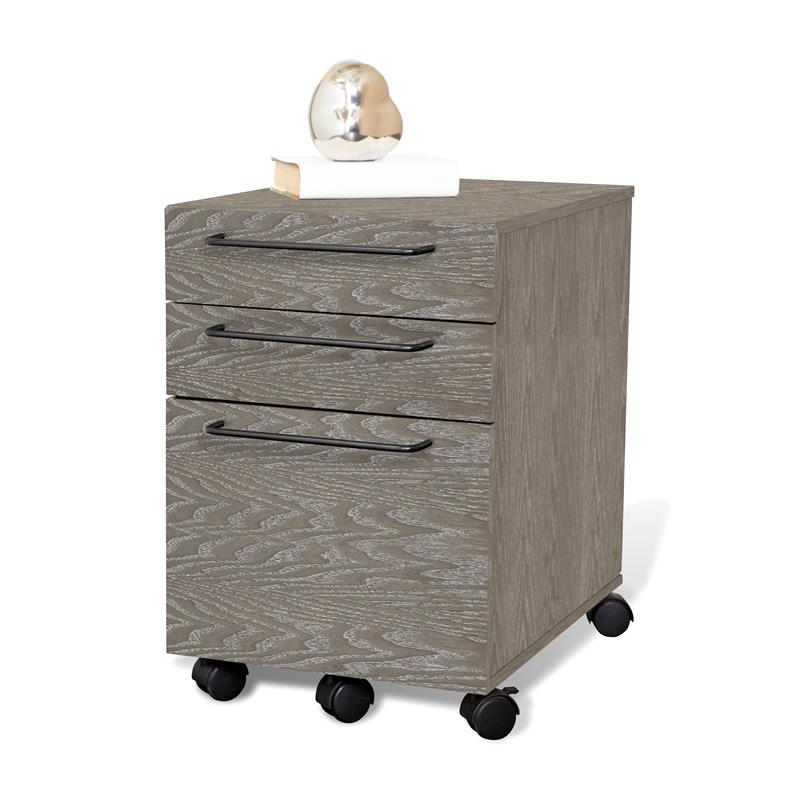 Unique Furniture 3-drawer Mobile Pedestal File with Castors in Gray