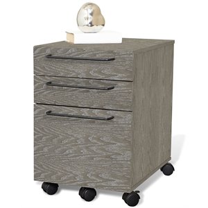 Unique Furniture 3-drawer Mobile Pedestal File with Castors in Gray