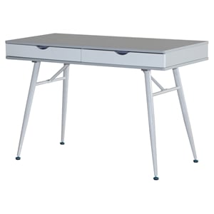 Unique Furniture 43-inch 2-drawer Metal Leg Desk in Gray and White