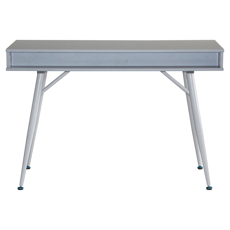 Unique Furniture 43-inch 2-drawer Metal Leg Desk in Gray and White
