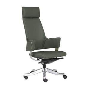 Unique Furniture Premium Leather High Backrest Office Chair in Gray