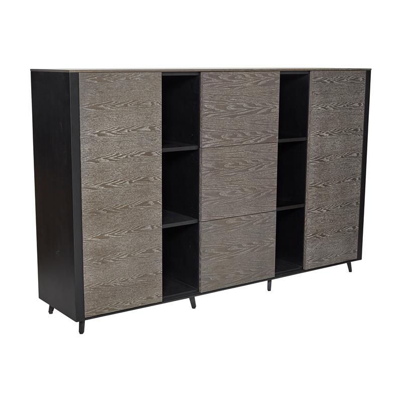 Unique Furniture Oslo Tall Storage Credenza in Gray Ash Wood O7116GREY
