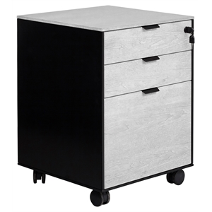 Unique Furniture Oslo 3-drawer Ash Wood Mobile Pedestal in White Matte Lacquer