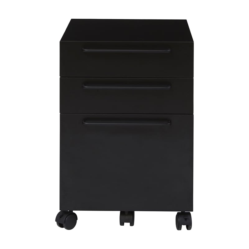 Unique Furniture Engineered Wood Mobile Pedestal in Black with Castors