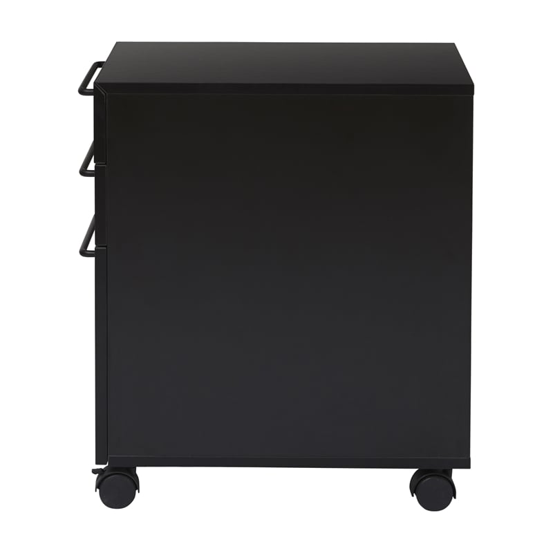 Unique Furniture Engineered Wood Mobile Pedestal in Black with Castors