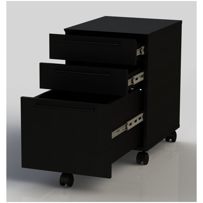 Unique Furniture Engineered Wood Mobile Pedestal in Black with Castors