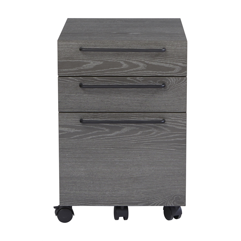 Unique Furniture Engineered Wood Mobile Pedestal in Gray with Castors