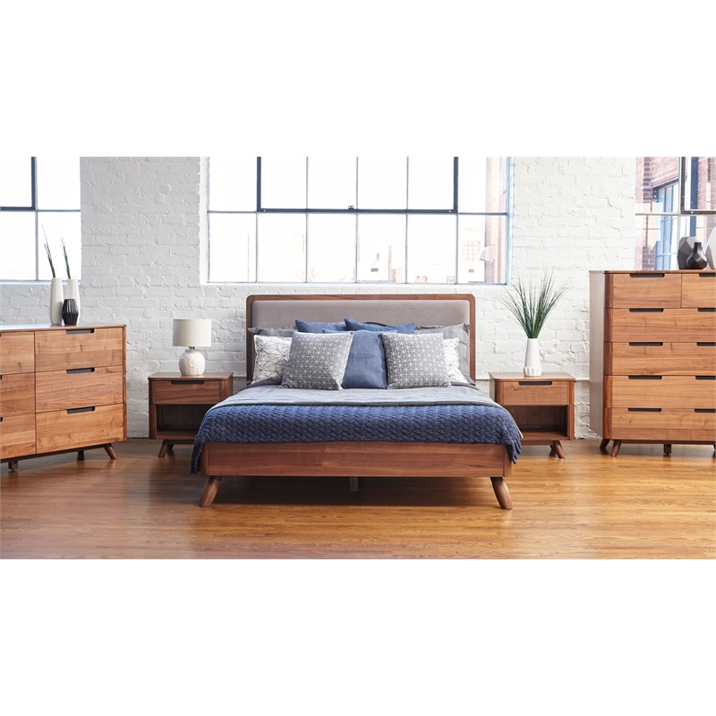 6-Drawer Contemporary Wood Chest Dresser in Walnut