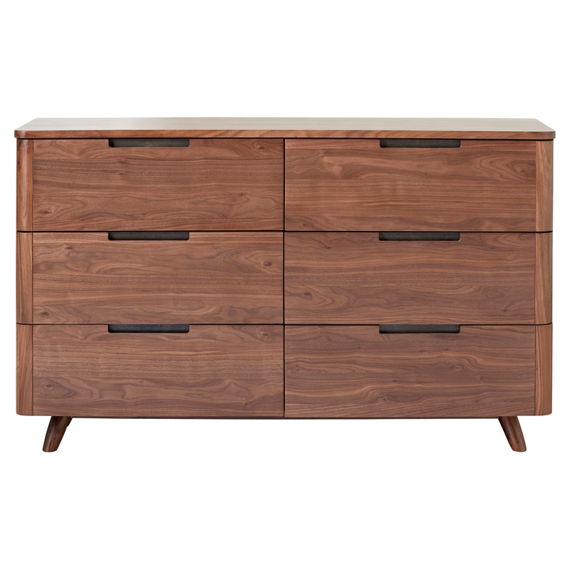 6-drawer American Wood Double Dresser in Brown