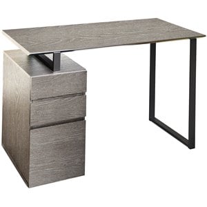 Unique Furniture 48&quot Reversible Home Office Desk with Filing Cabinet in Gray
