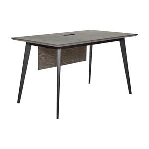 Unique Furniture 52&quot Wood Executive Desk in Gray Ash and Black
