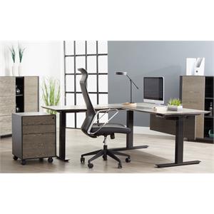 unique furniture oslo executive corner standing desk in gray ash wood