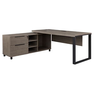 Unique Furniture Contemporary Wood Executive Desk in Dark Gray