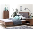 Unique Furniture Acacia Wood and Fabric Upholstered Queen Platform Bed in Walnut