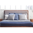 Unique Furniture Acacia Wood and Fabric Upholstered Queen Platform Bed in Walnut