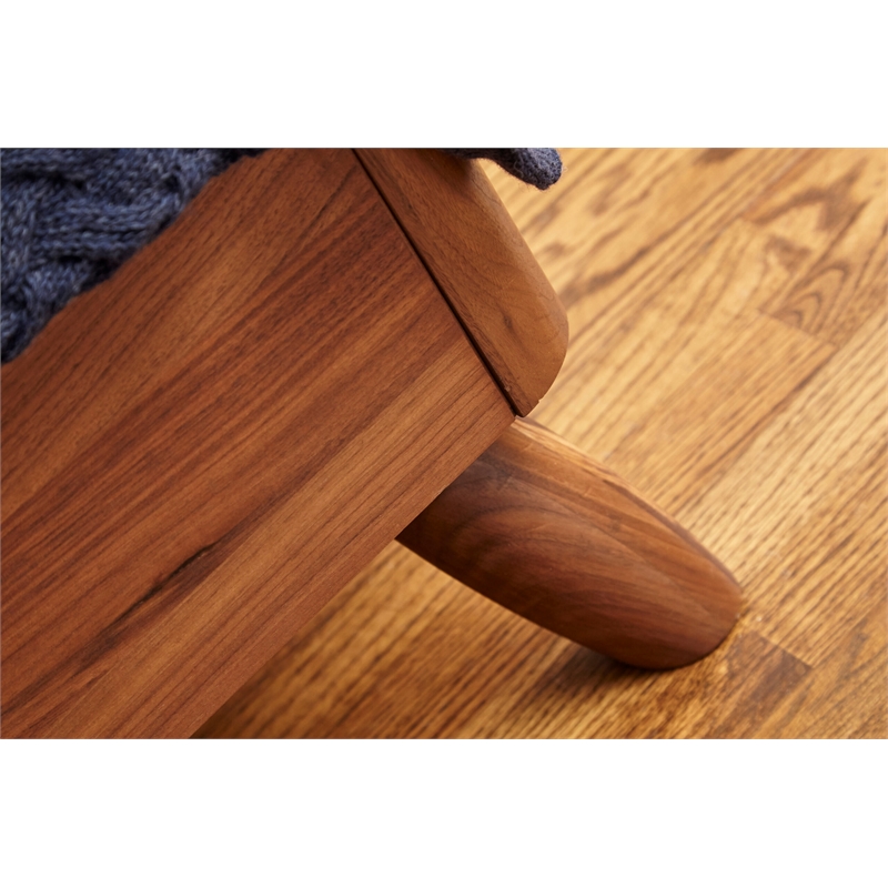 Unique Furniture Acacia Wood and Fabric Upholstered Queen Platform Bed in Walnut