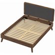 Unique Furniture Acacia Wood and Fabric Upholstered Queen Platform Bed in Walnut