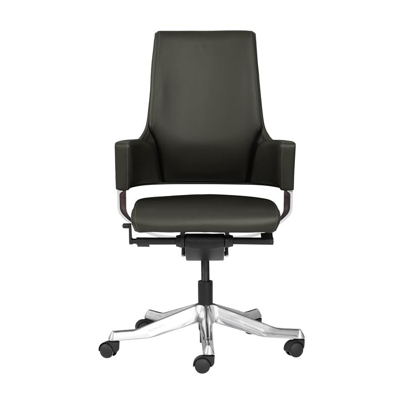 Unique Furniture Premium Leather Mid Back Office Chair in Gray