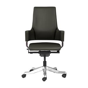 Unique Furniture Premium Leather Mid Back Office Chair in Gray