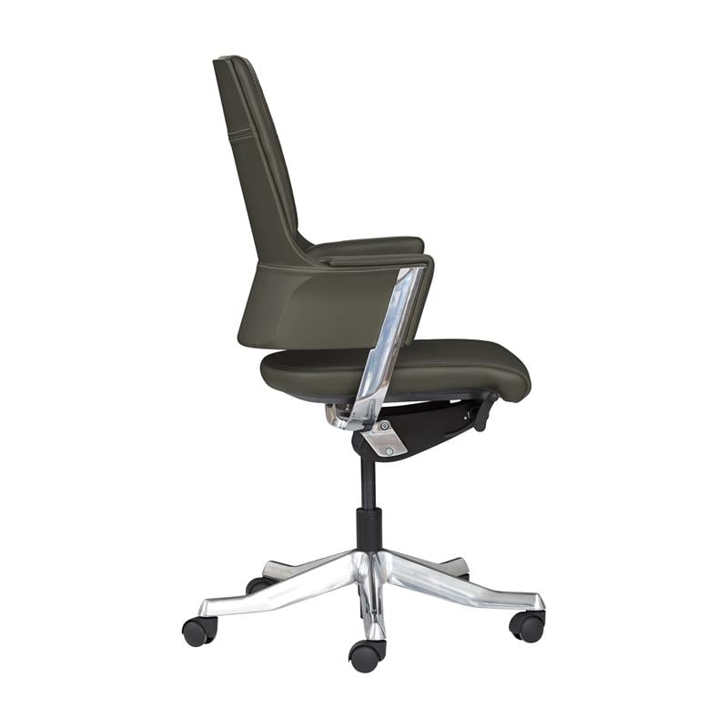 Unique Furniture Premium Leather Mid Back Office Chair in Gray