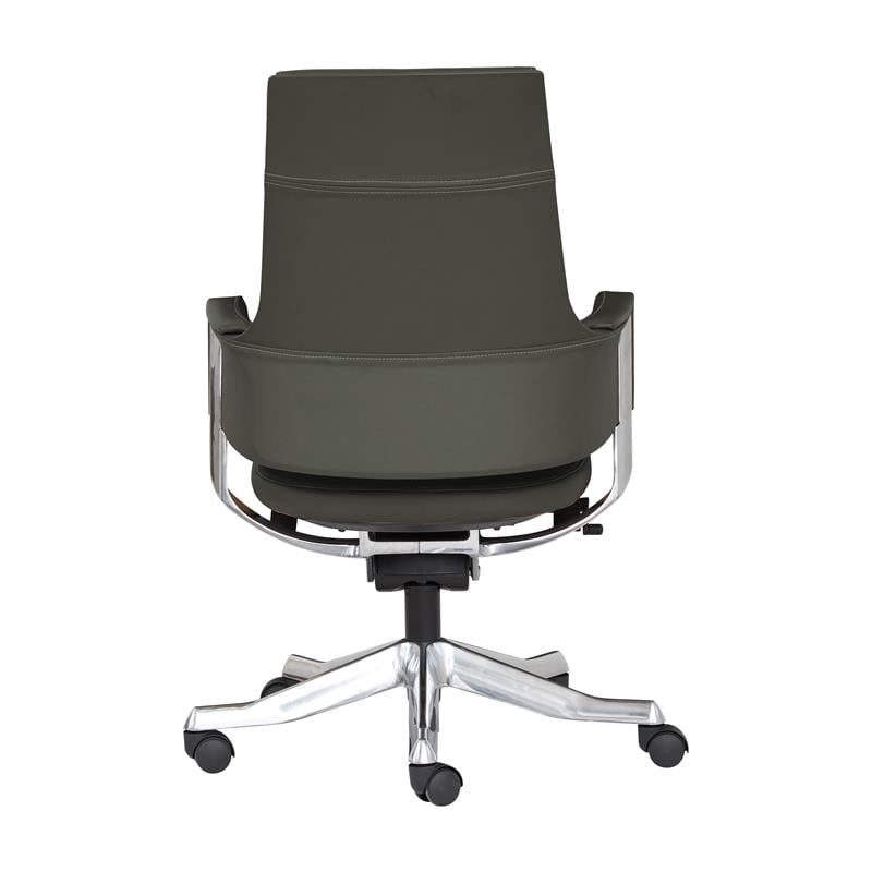 Unique Furniture Premium Leather Mid Back Office Chair in Gray