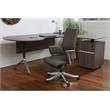 Unique Furniture Premium Leather Mid Back Office Chair in Gray