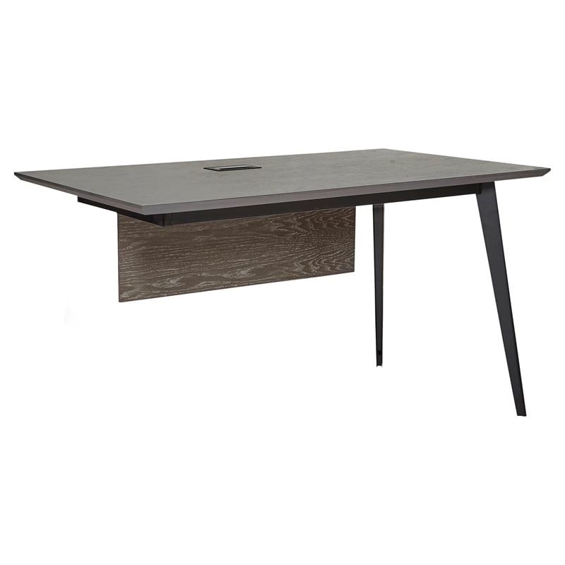 Unique Furniture Oslo Desk Return in Gray Ash Wood and Black