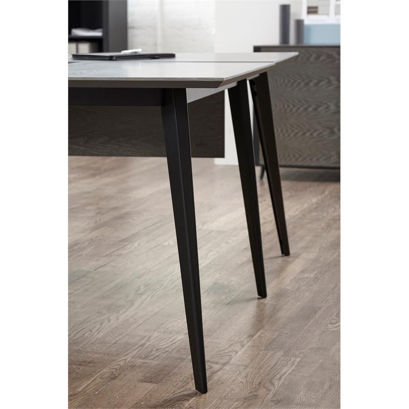 Unique Furniture Oslo Desk Return in Gray Ash Wood and Black