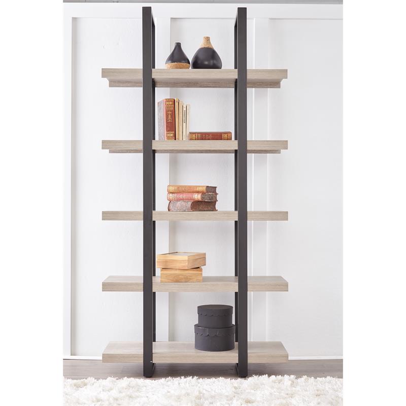 Unique Furniture Engineered Wood Tall Open Bookcase in Gray