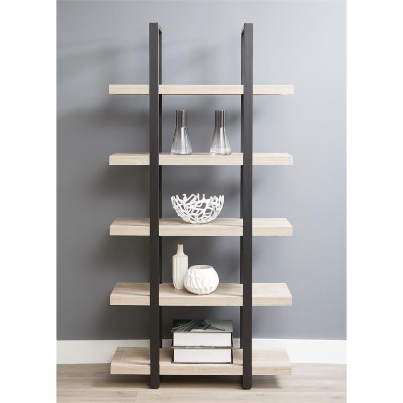 Unique Furniture Engineered Wood Tall Open Bookcase in Gray