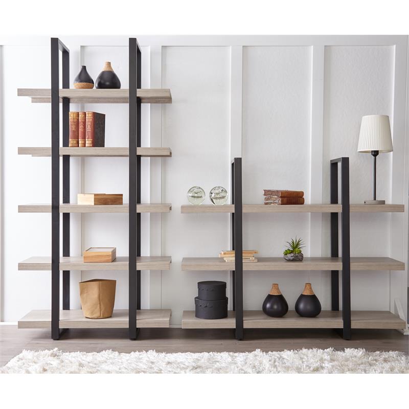 Unique Furniture Engineered Wood Tall Open Bookcase in Gray