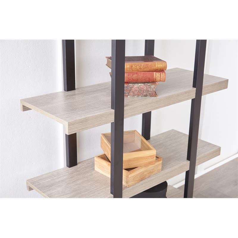 Unique Furniture Engineered Wood Tall Open Bookcase in Gray