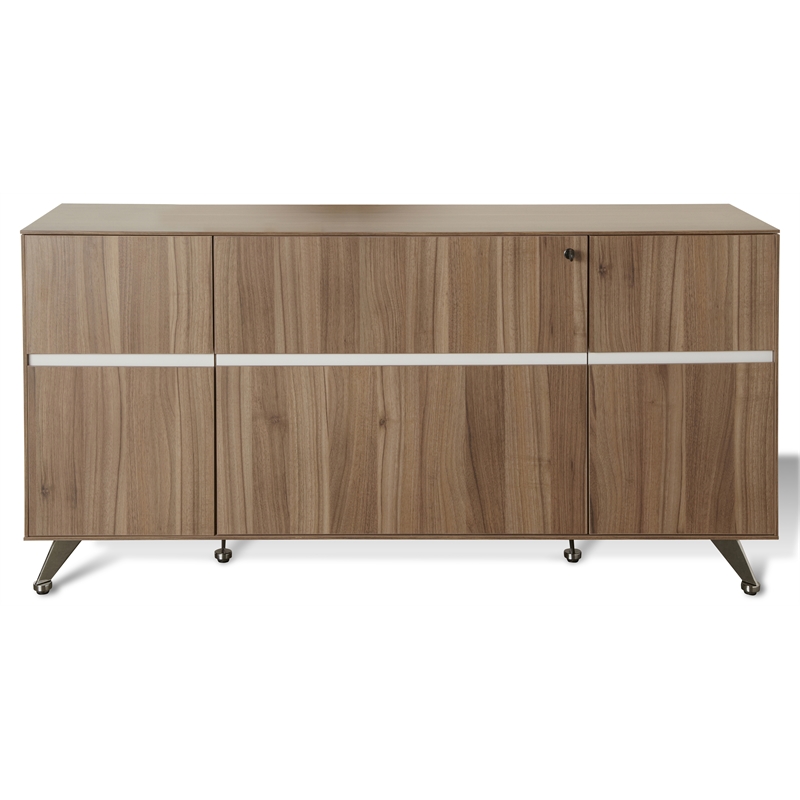 Unique Furniture Credenza with File and Drawer in Walnut and White