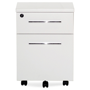unique furniture 2-drawer lacquered mdf mobile pedestal in white