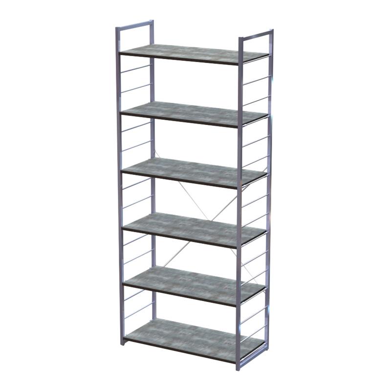 Unique Furniture Wood and Steel Adjustable Bookcase in Brown