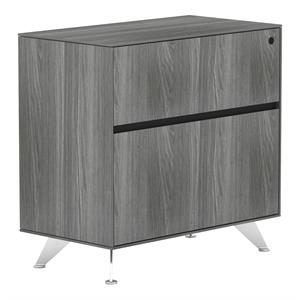 Unique Furniture Lateral File Cabinet with File Drawer in Gray/Chrome Base