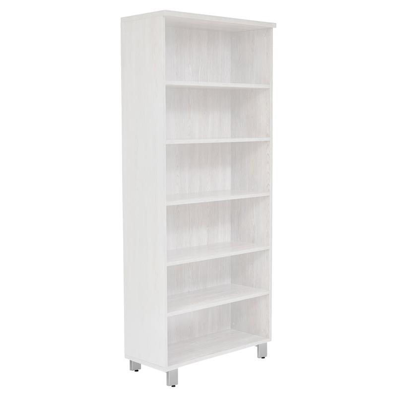 K101 Contemporary Bookcase with 6 Shelves in White