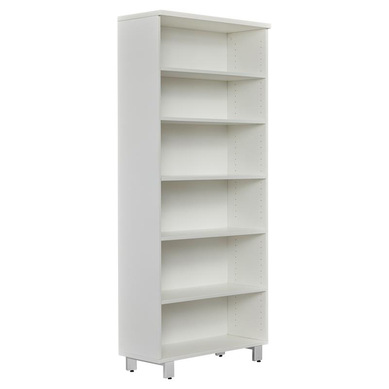 K101 Contemporary Bookcase with 6 Shelves in White