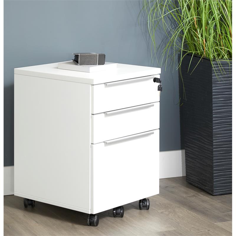 K126 Mobile Pedestal with 3 Drawers in White