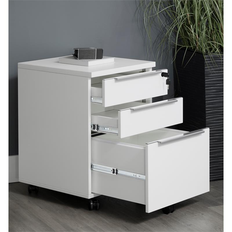 K126 Mobile Pedestal with 3 Drawers in White