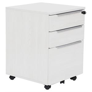 unique furniture k126 mobile pedestal with 3 drawers in white