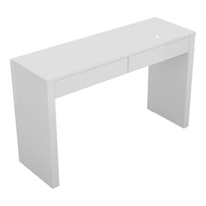 unique furniture lacquered wood glossy desk with 2 drawers in white