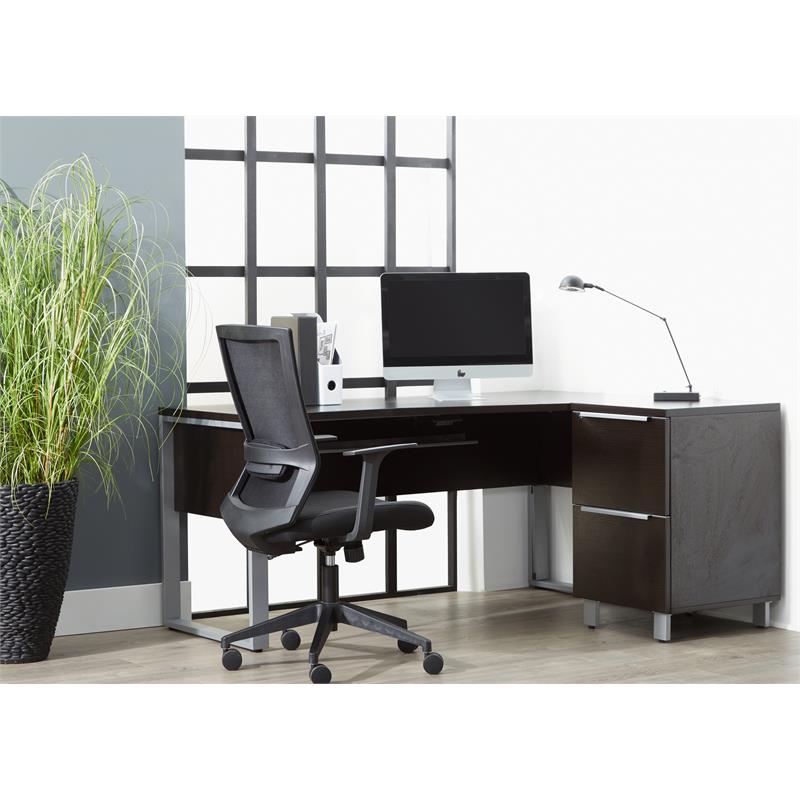 RSF Crescent Desk 63x24/32 Inches in Espresso | Cymax Business