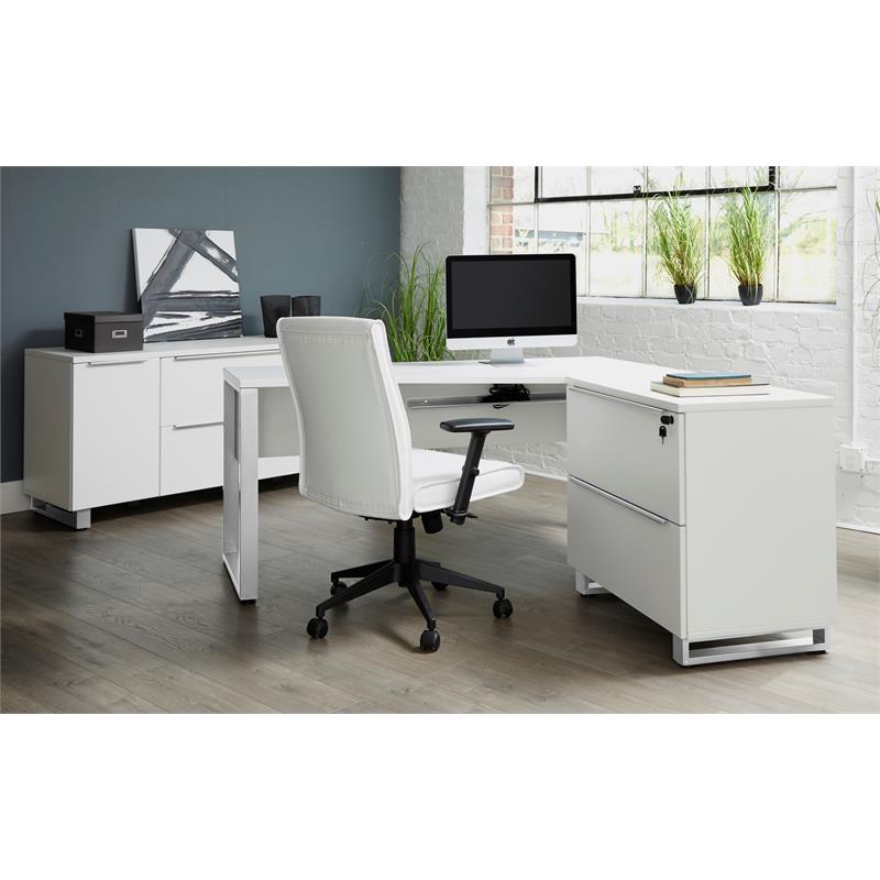 RSF Crescent Desk 63x24/32 Inches in White