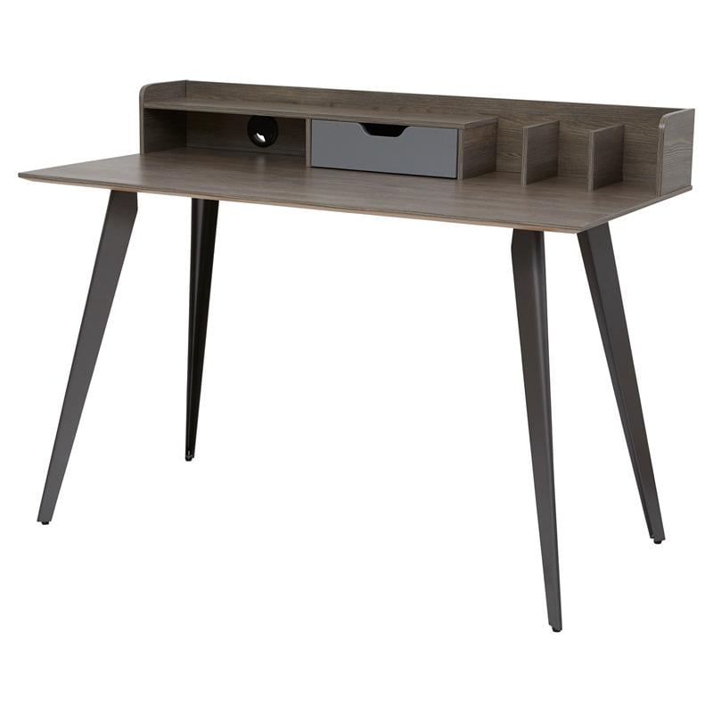 Unique Furniture 250 Wood and Steel Desk With Organizer in Brown