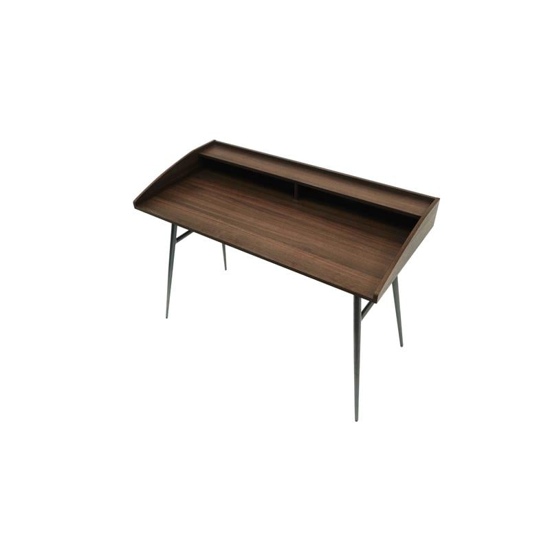 Unique Furniture Wood and Steel Desk with Shelf in Brown