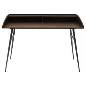 Unique Furniture Wood and Steel Desk with Shelf in Brown